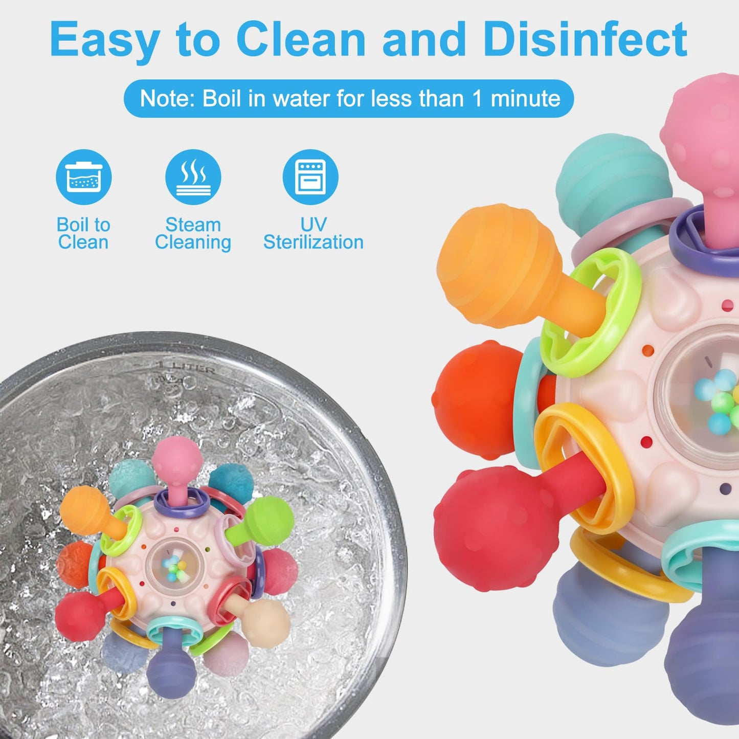 TOHIBEE Baby Montessori Sensory Toys for 0-6 6-12 Months, Baby Teether Teething Toys for Babies 0 3 6 9 12 18 Months, Newborn Infant Learning Developmental Toys Gifts for 1 2 Year Old Boys Girls