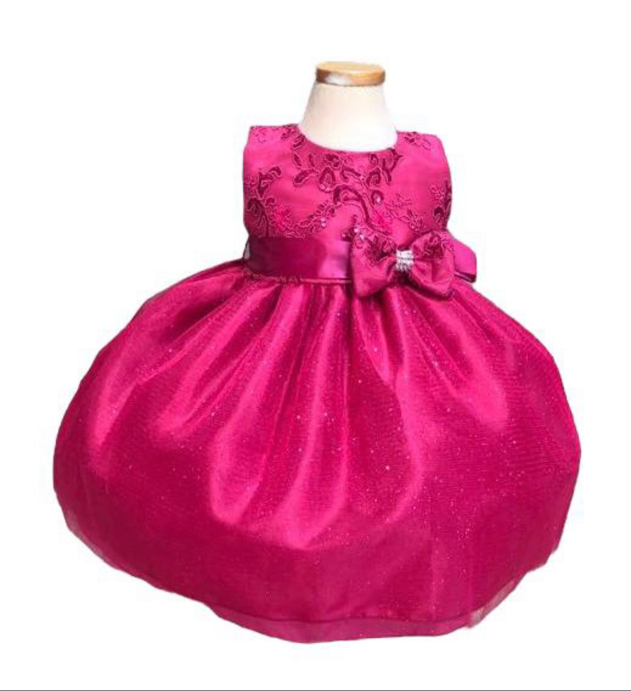 Dayana Fushia Girls Embroidery Lace Dress