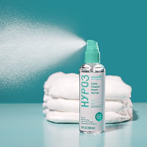 Munchkin® HYP03™ Daily Diaper Rash Spray with Hypochlorous to Remove Germs and Promote Healing, 100% Natural Ingredients, Ick-Free Alternative to Mess