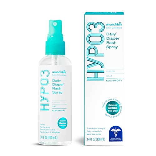 Munchkin® HYP03™ Daily Diaper Rash Spray with Hypochlorous to Remove Germs and Promote Healing, 100% Natural Ingredients, Ick-Free Alternative to Mess