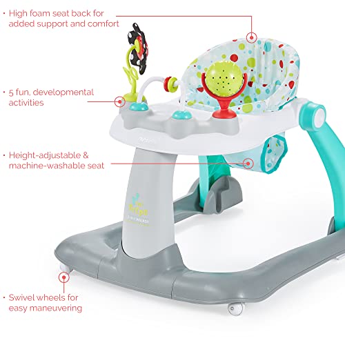 Kolcraft Tiny Steps 2-in-1 Baby Activity Walker, Foldable Baby Walker with Wheels, Seated and Walk-Behind Baby Push Walker