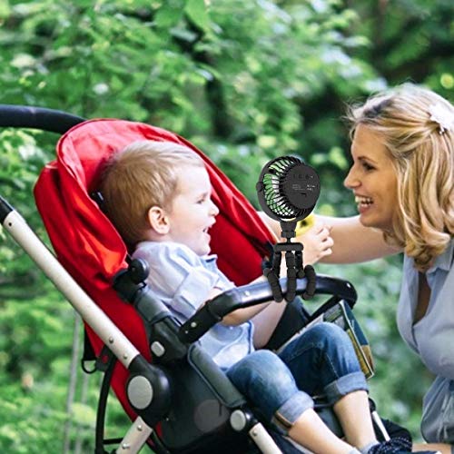 AMACOOL Battery Operated Stroller Fan Flexible Car Seat Crib Bike Treadmill (Black)
