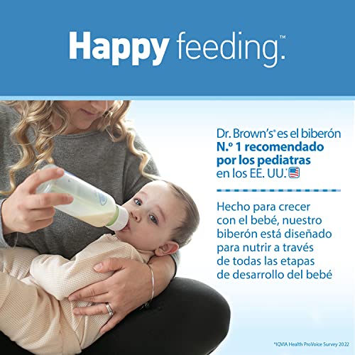 Dr. Brown’s Natural Flow® Anti-Colic Options+™ Narrow Baby Bottles 8 oz/250 mL, with Level 1 Slow Flow Nipple, 4 Pack, 0m+