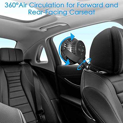 AMACOOL Battery Operated Stroller Fan Flexible Car Seat Crib Bike Treadmill (Black)