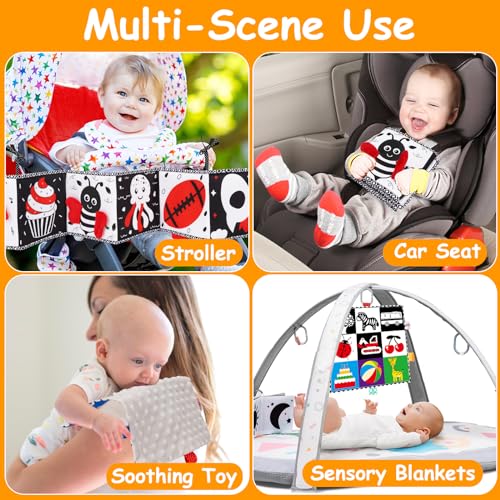 2 PCS Black and White High Contrast Baby Toys 0-6 Months Soft Crinkle Book