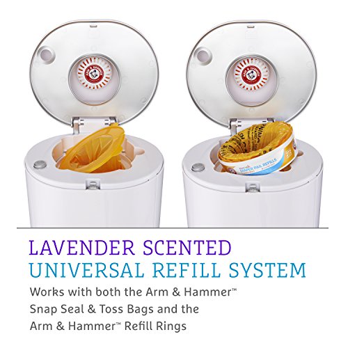 Munchkin® Step Diaper Pail Powered by Arm & Hammer, #1 in Odor Control, Award-Winning, Includes 1 Refill Ring and 1 Snap, Seal & toss Bag