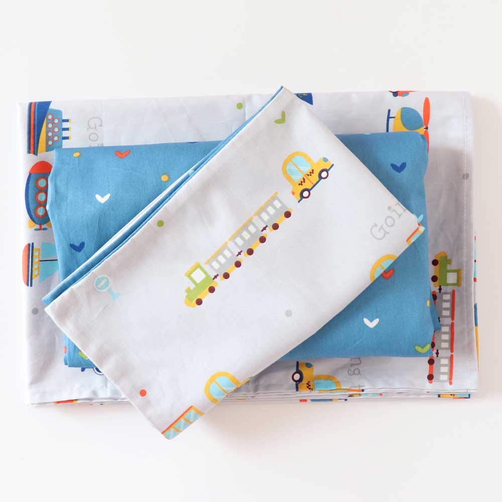 Emenpy 100% Cotton Crib Bedding Set for Infant Boys Girls,3 Pcs Baby Bed Linen Include Duvet Cover,Fitted Sheet,Pillowcase,Nursery Decoration,No Filler(Navy)