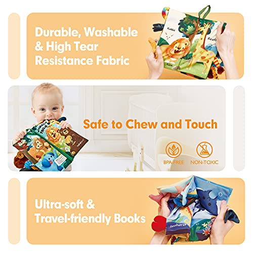 Baby Books 0-6 Months - 2PCS Baby Toys 6 to 12 Months Baby Learning Sensory Stroller Toy