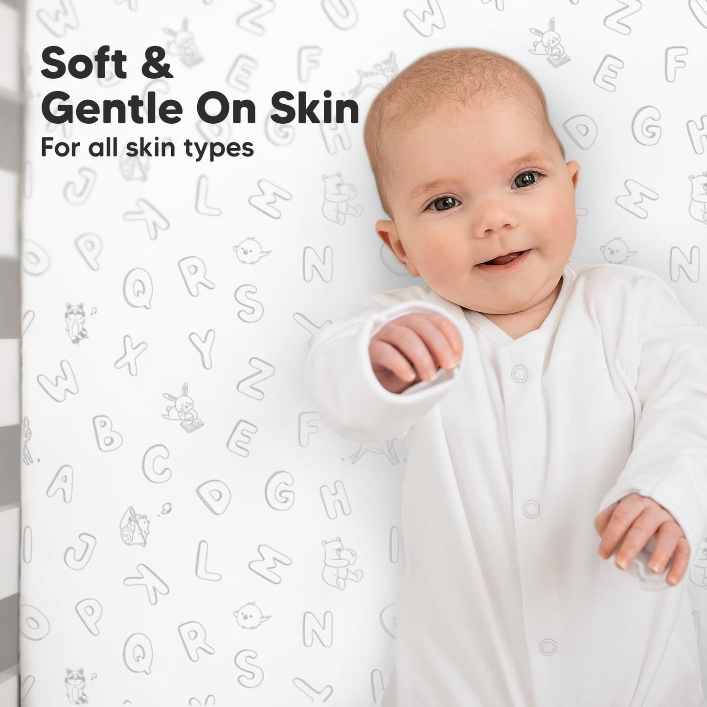 2-Pack Organic Crib Sheets for Boys, Girls - Jersey Fitted Crib Sheet, Baby Crib Sheets Neutral, Crib Mattress Sheet