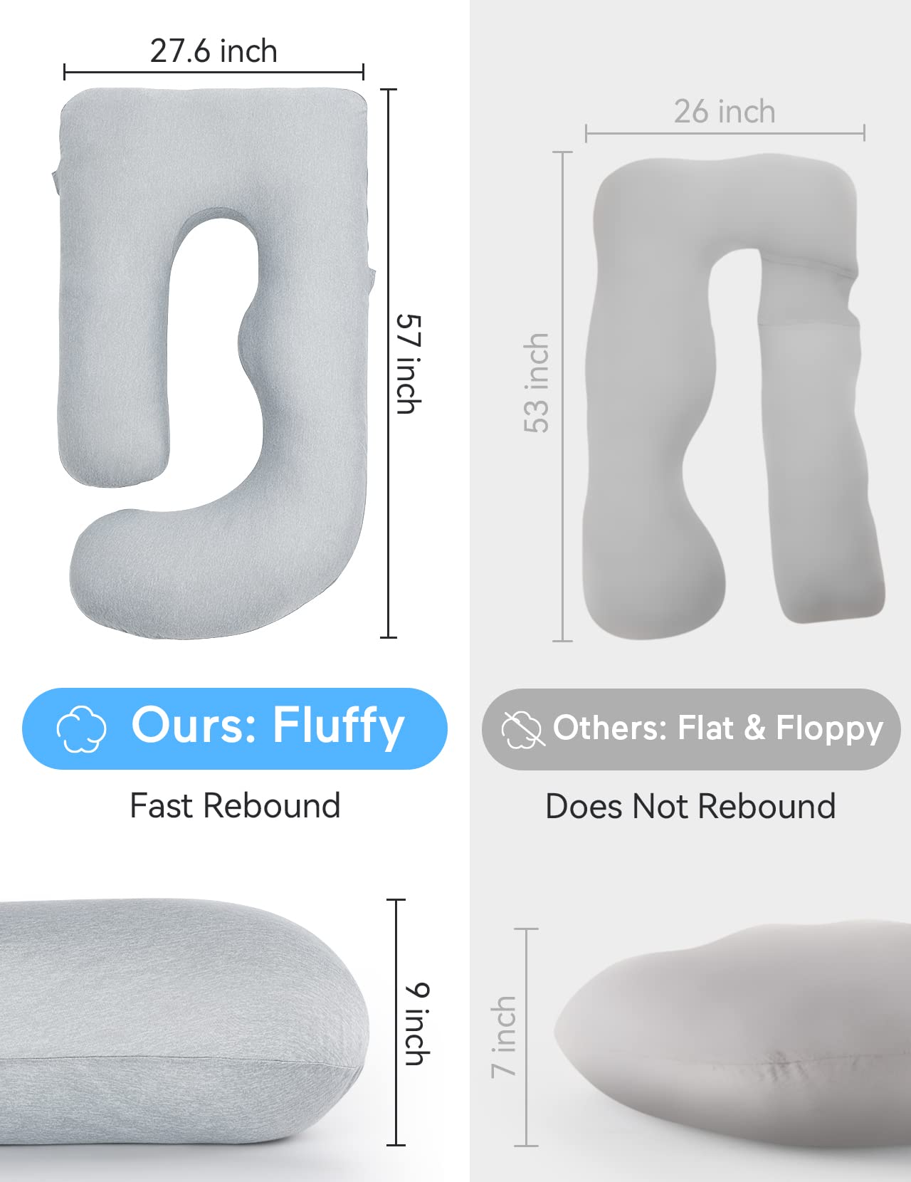 Momcozy Pregnancy Pillows with Cooling Cover, U-Shaped Full Body Maternity Pillow for Side Sleepers 57 Inch