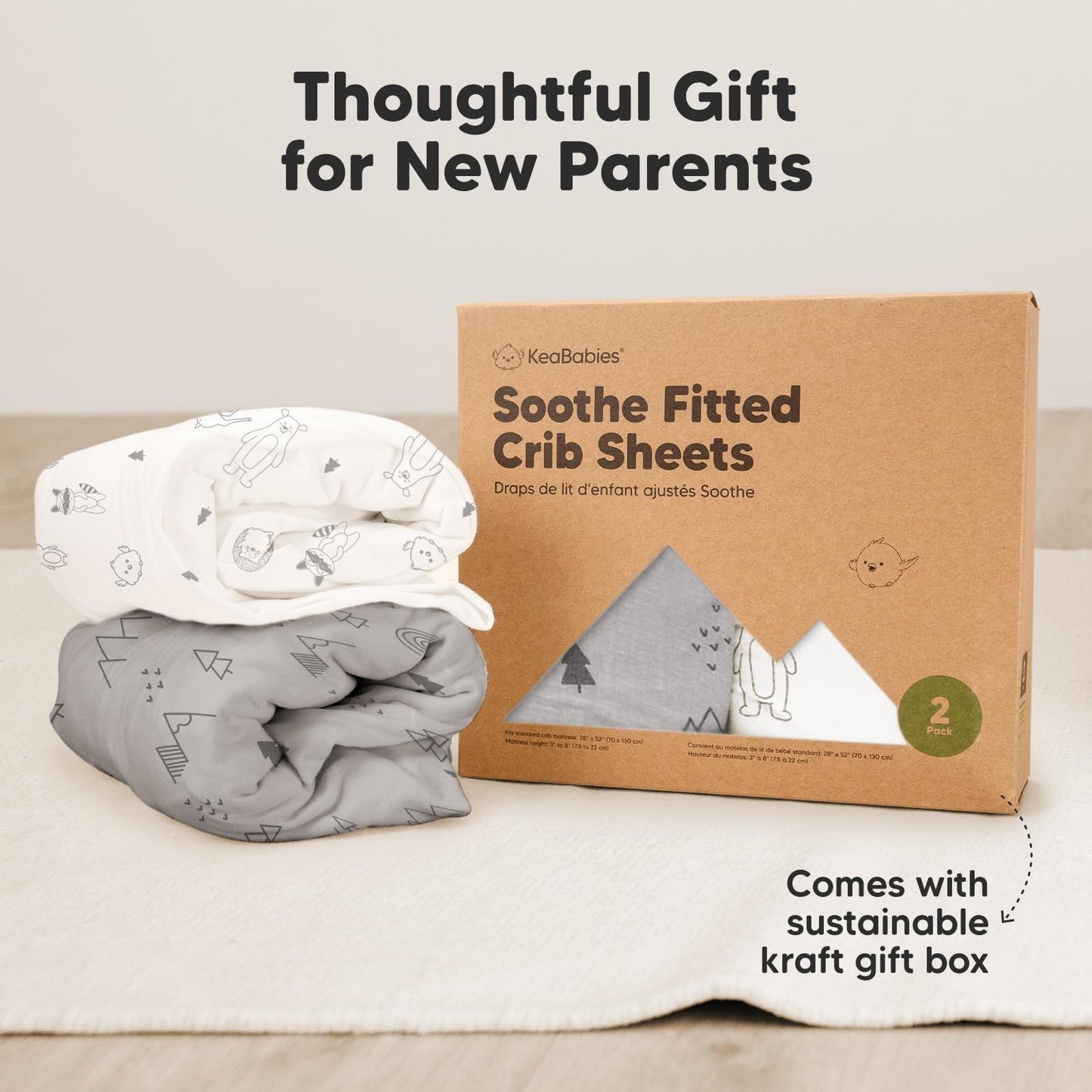 2-Pack Organic Crib Sheets for Boys, Girls