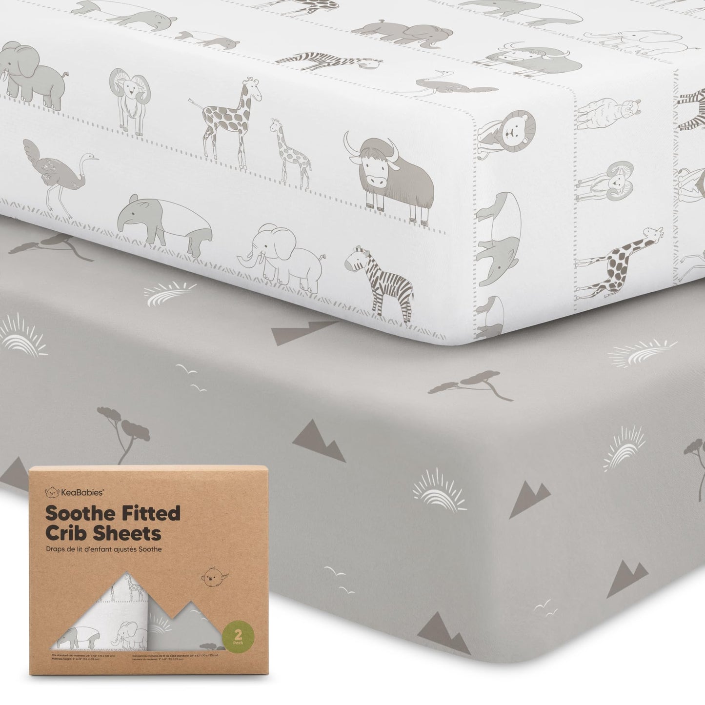 2-Pack Organic Crib Sheets for Boys, Girls - Crib Sheet, Baby Mattress Sheets (Savannah)