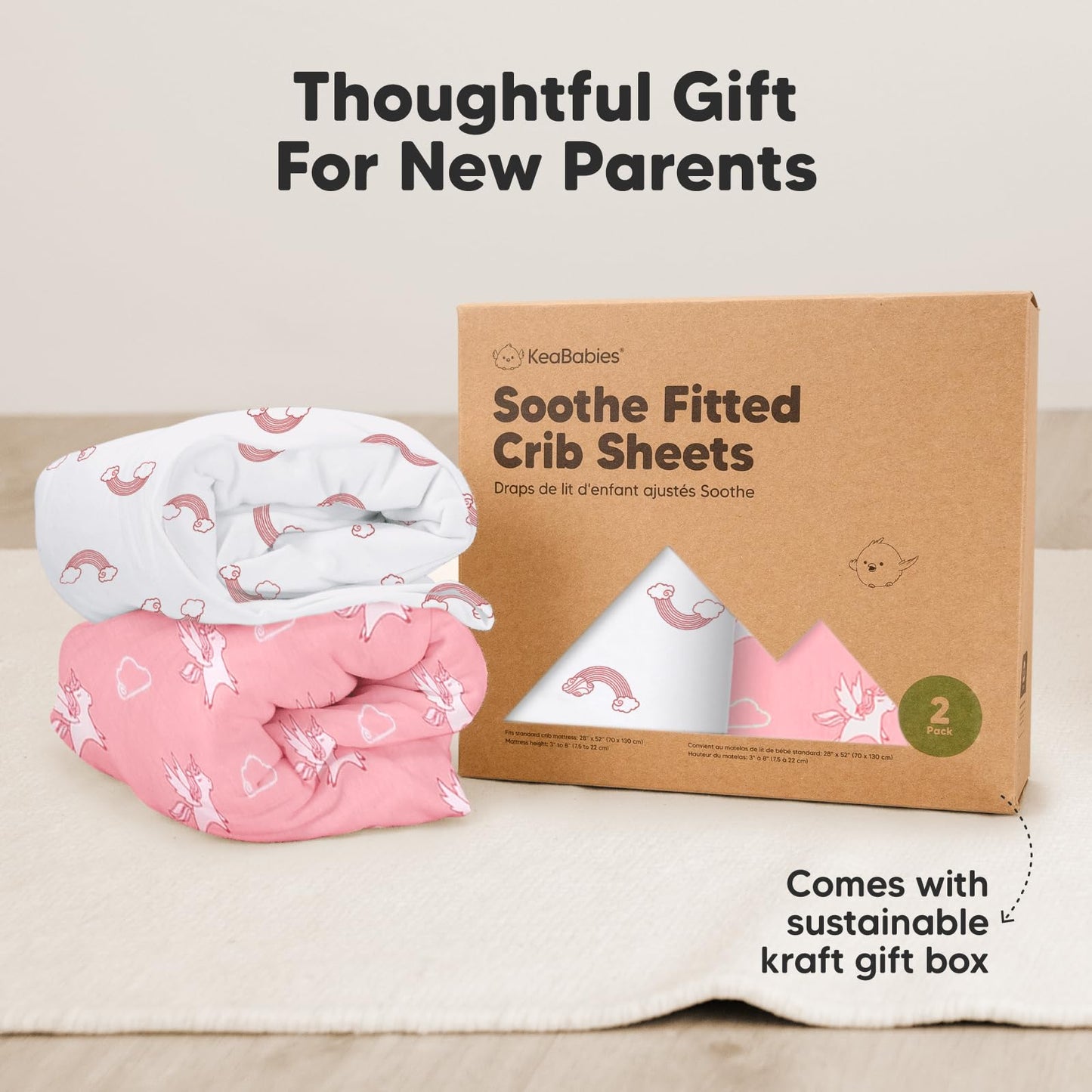 2-Pack Organic Crib Sheets for Boys, Girls )