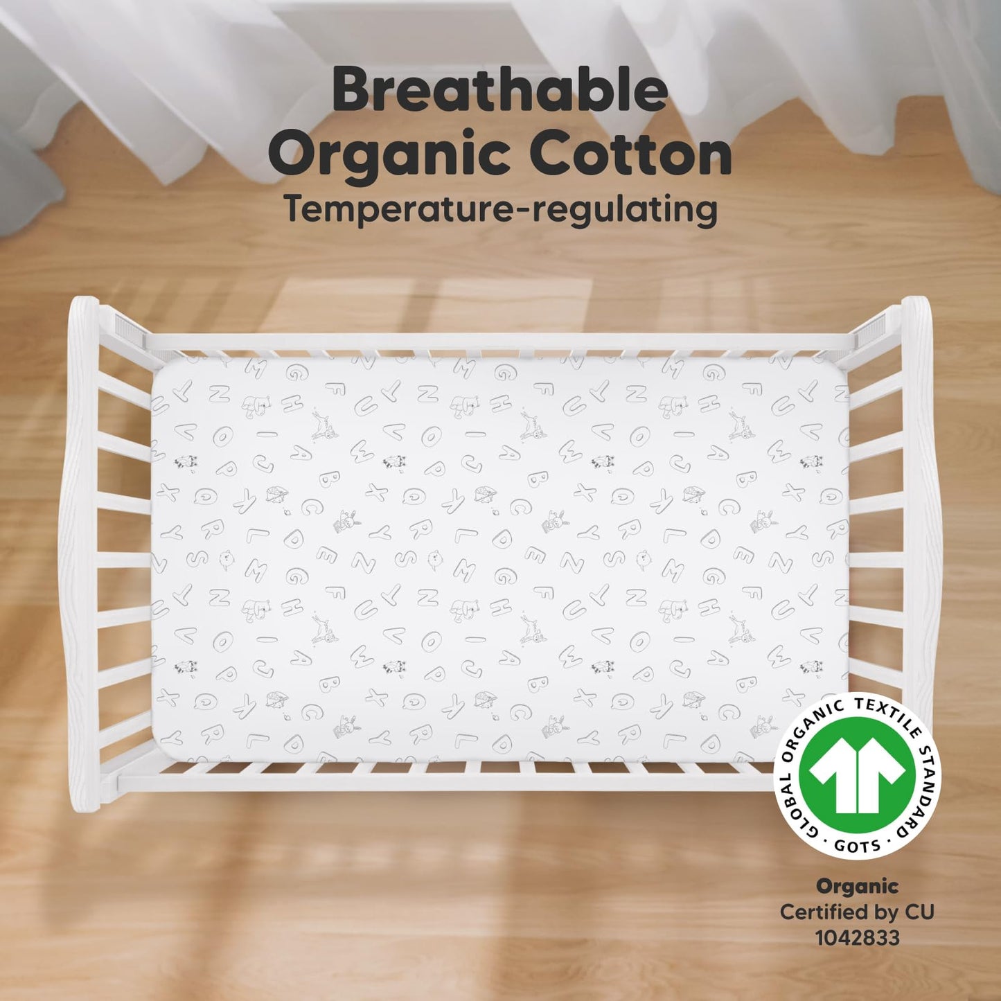 2-Pack Organic Crib Sheets for Boys, Girls - Jersey Fitted Crib Sheet, Baby Crib Sheets Neutral, Crib Mattress Sheet