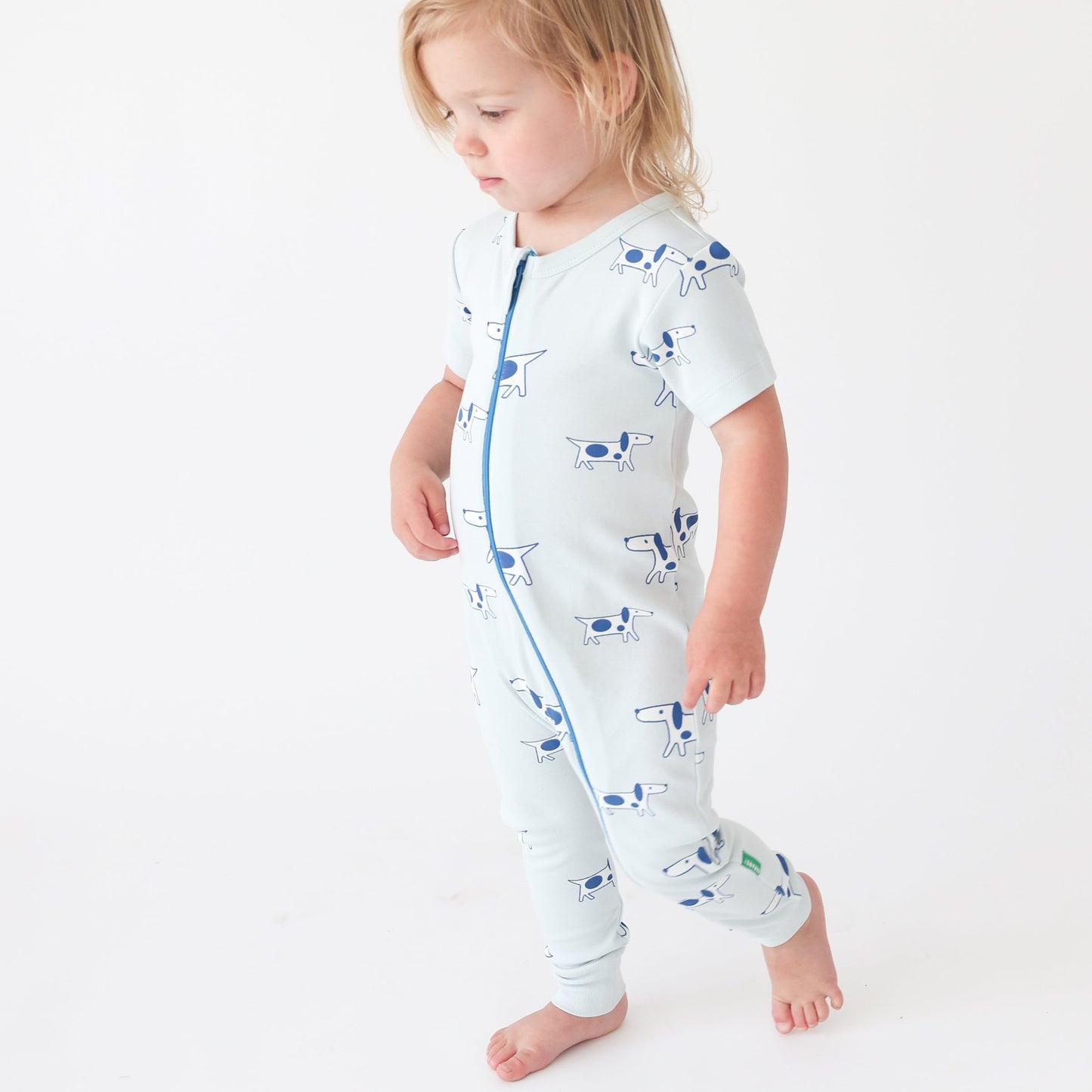 PARADE Organic Signature Print '2-Way' Zip Romper Short Sleeve Amethyst Giraffes 0-3 Months