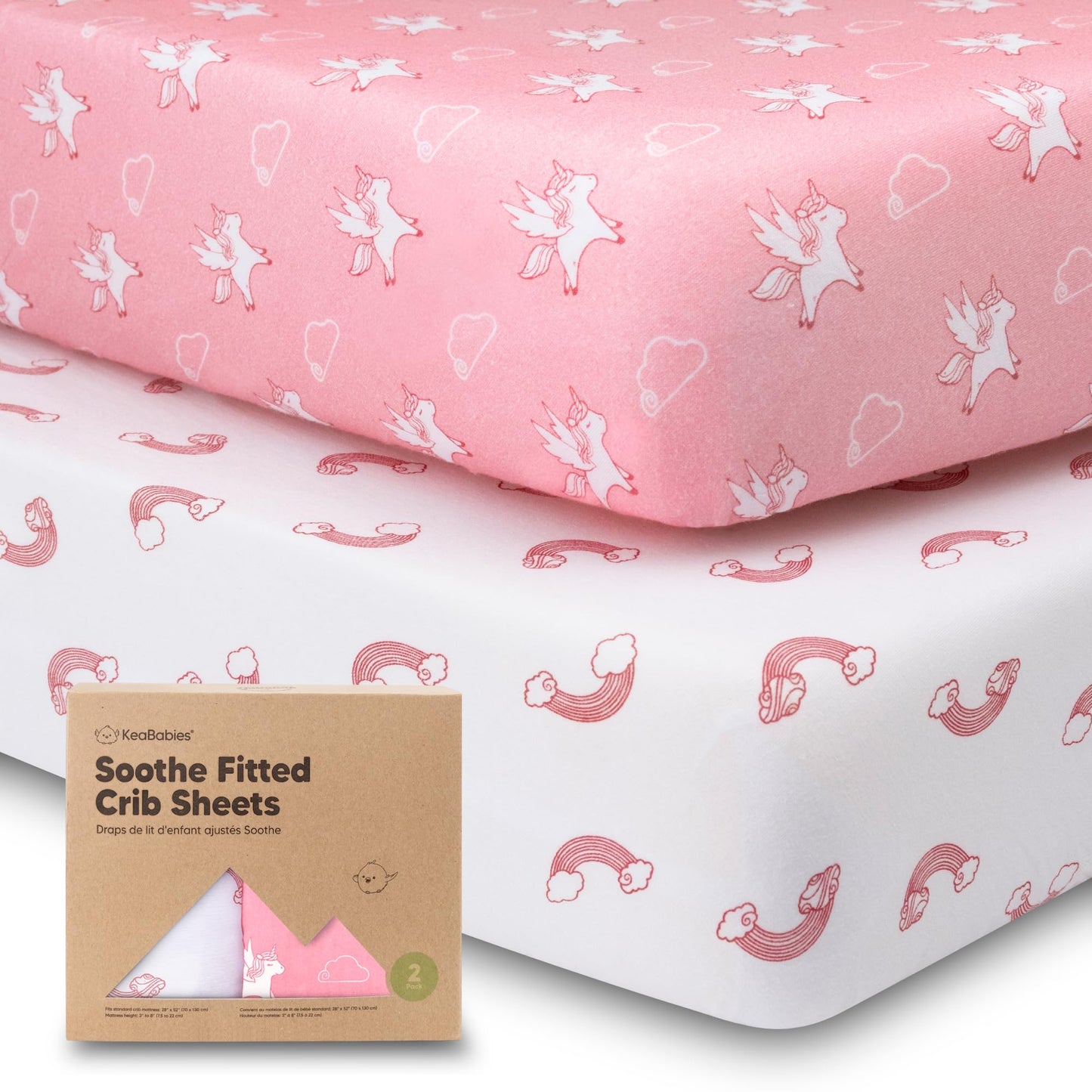 2-Pack Organic Crib Sheets for Boys, Girls )
