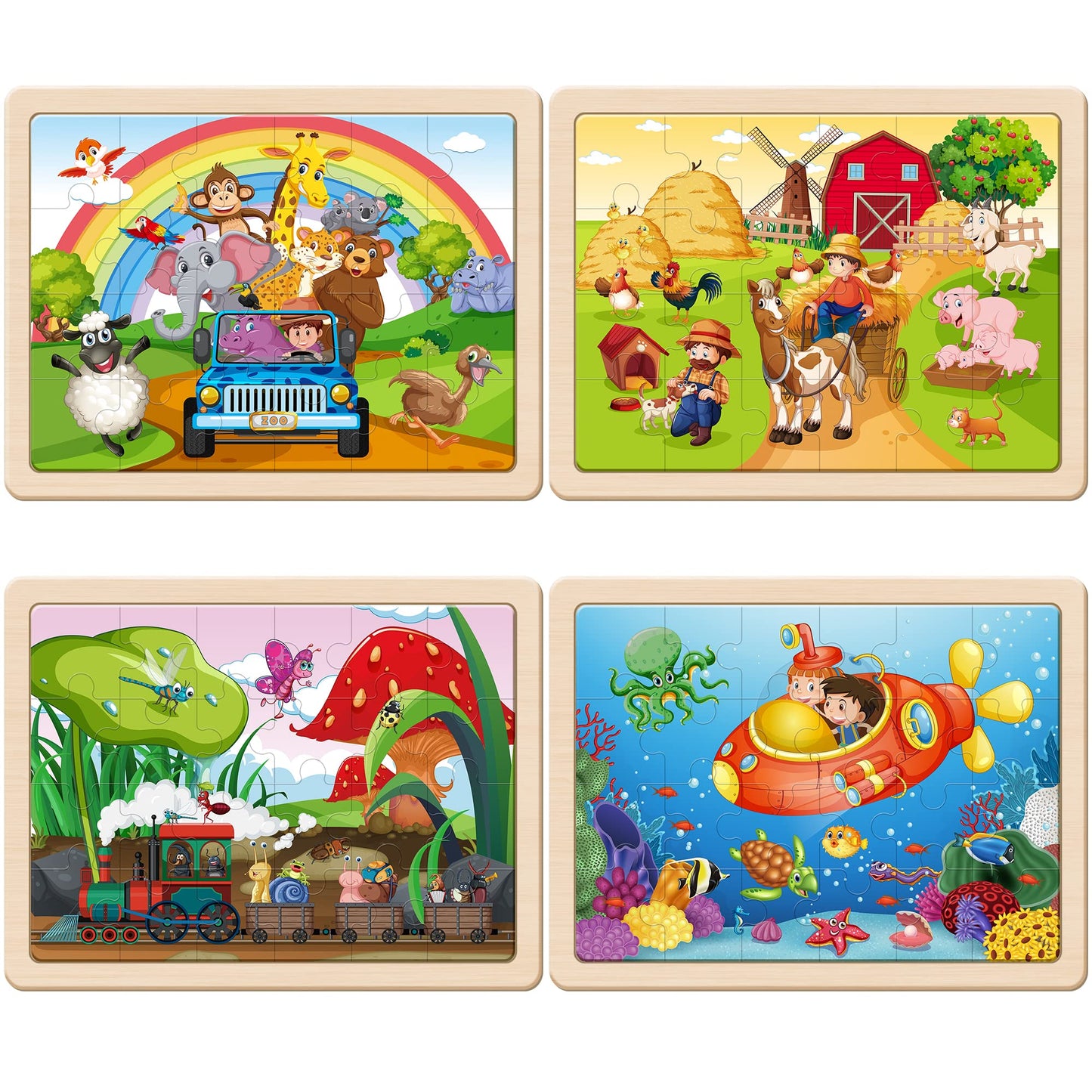 SYNARRY Wooden Puzzles for Kids Ages 3-5
