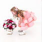 Vestido de tul con volantes y encaje para niña pequeña, sin espalda, con lazo, para desfile, de 3 meses a 6 años, con tocado, color rosa claro, 60
