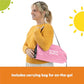 Bright Starts Pop 'N Sit Portable Booster, Indoor/Outdoor Use, Floor Seat with Feeding Tray, Pink, 6 Mos - 3 Yrs