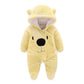 BOZWELL - Traje de nieve para bebé recién nacido con diseño de oso de dibujos animados, mono infantil, pelele con pies, abrigo de invierno (amarillo, 0 a 3 meses)
