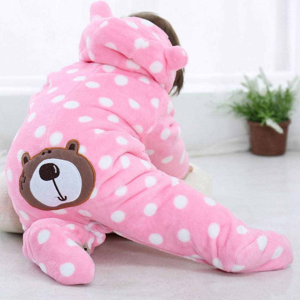 XIFAMNIY Baby Girls Boys Newborn Fleece Jumpsuit Footie Hooded Warm Thicken Snowsuit Outwear for Winter