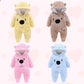 BOZWELL - Traje de nieve para bebé recién nacido con diseño de oso de dibujos animados, mono infantil, pelele con pies, abrigo de invierno (amarillo, 0 a 3 meses)