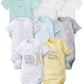 Gerber Baby 8-Pack Short Sleeve Onesies Bodysuits, Animals Green, Newborn