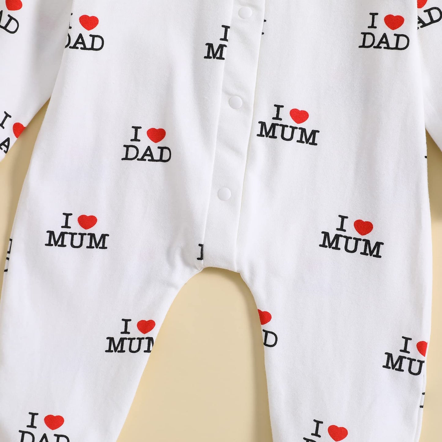 Aoswep - "I Love DAD Mum Lovely Solid Letters Printed Long-Sleeve Baby Jumpsuit (3-6 Months)