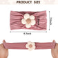 MIUXUESO 3 Pcs Baby Flower Headbands Baby Girls Nylon Headband Soft Hairbands Hair Accessories for Newborn Infant Toddler Kids (Yellow,Pink,Brown)