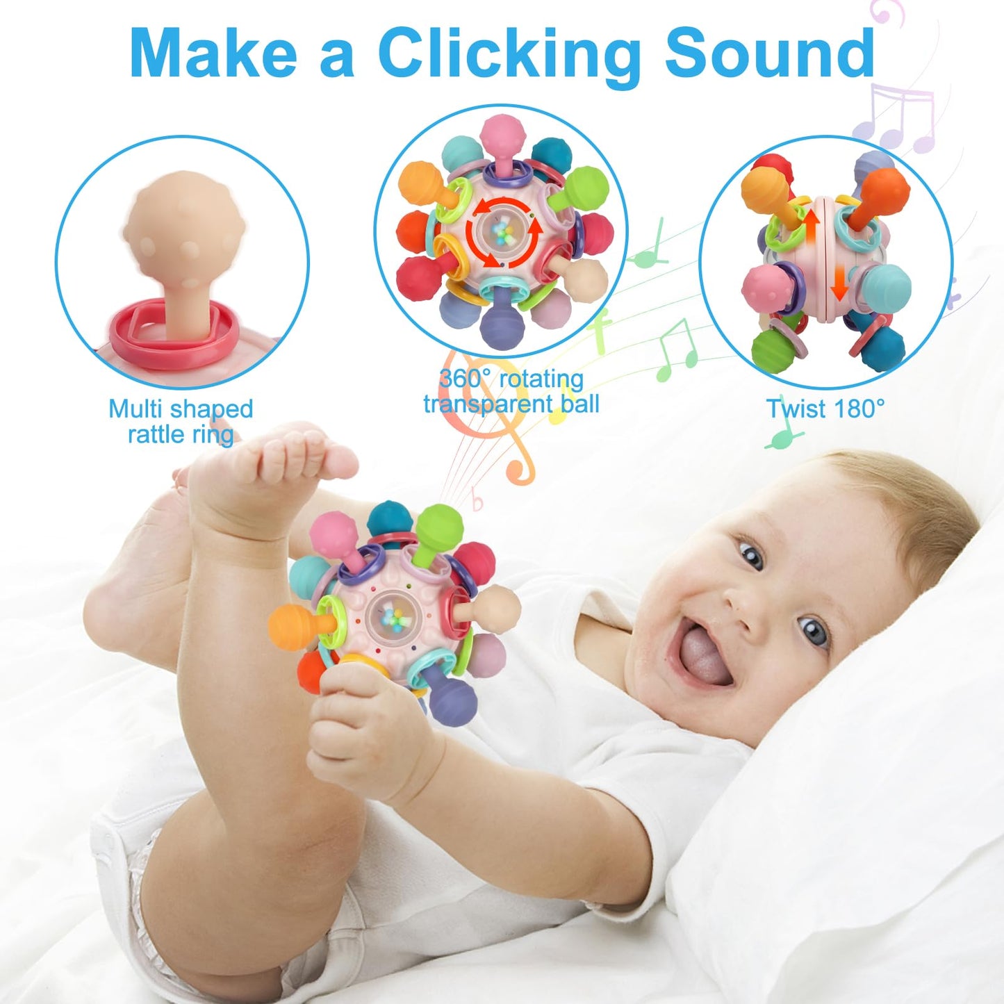 TOHIBEE Baby Montessori Sensory Toys for 0-6 6-12 Months, Baby Teether Teething Toys for Babies 0 3 6 9 12 18 Months, Newborn Infant Learning Developmental Toys Gifts for 1 2 Year Old Boys Girls