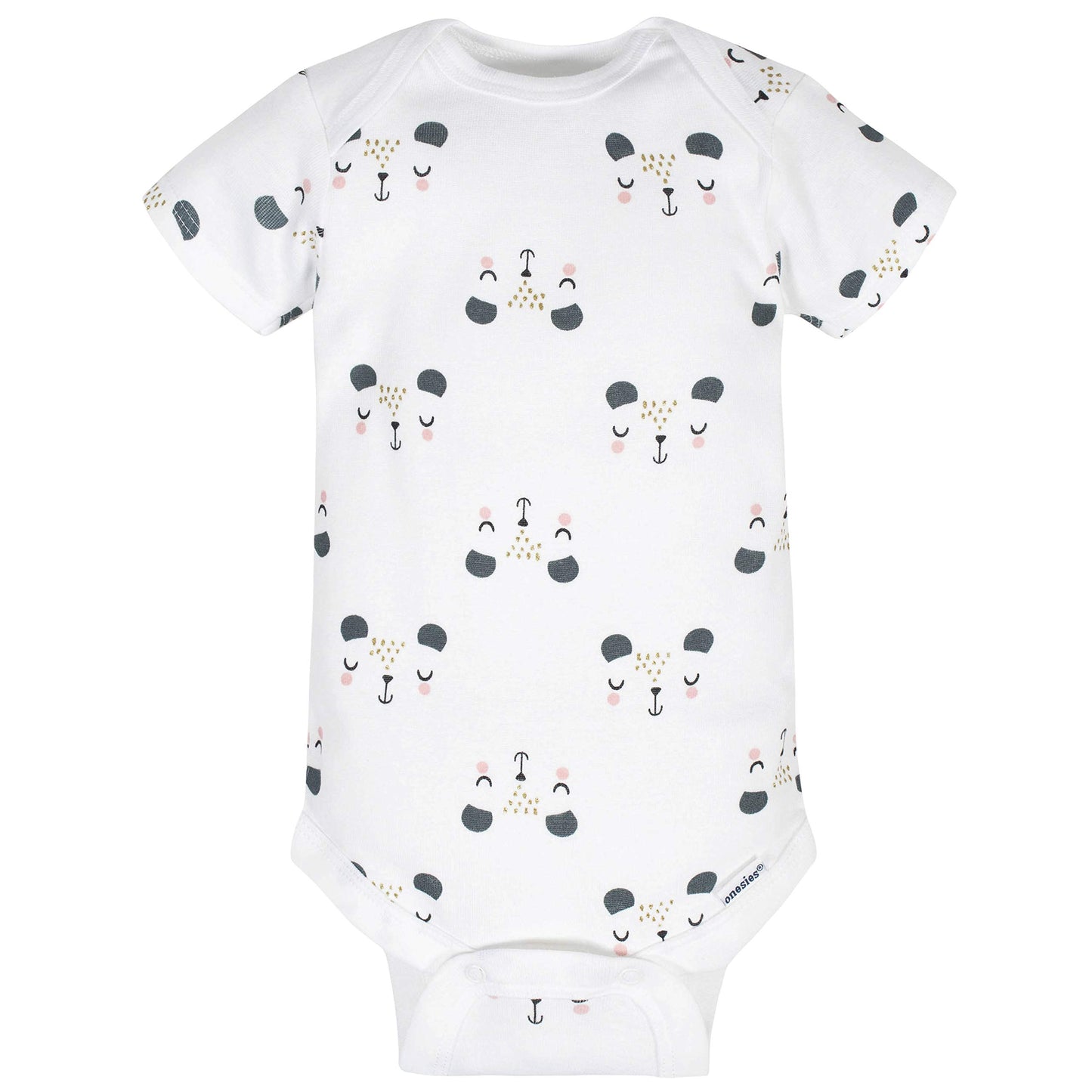 Gerber Baby 8-Pack Short Sleeve Onesies Bodysuits, Bear Pink, 0-3 Months