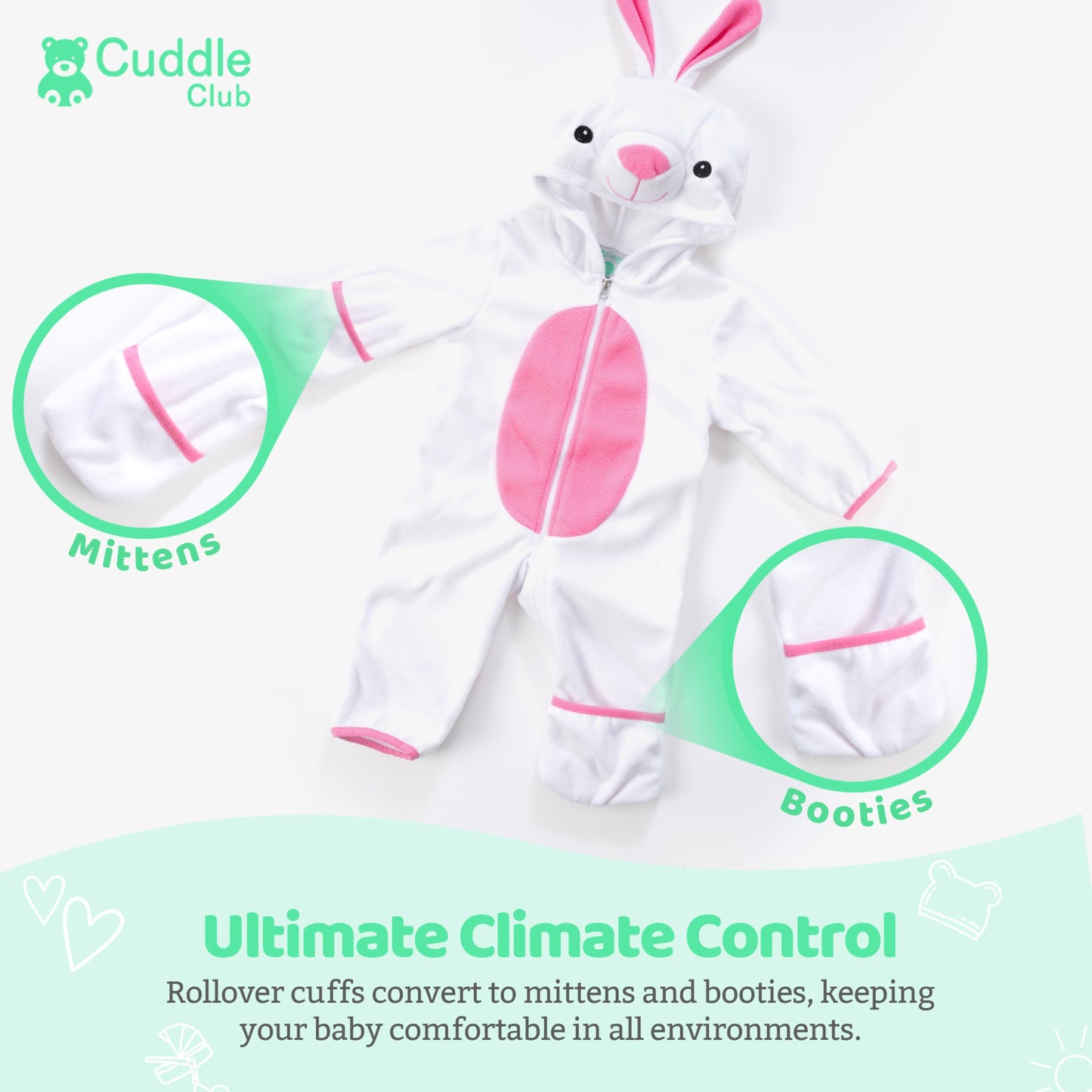 Fleece Baby Bunting Bodysuit – Infant One Piece Kids Hooded Romper Outerwear Toddler Jacket