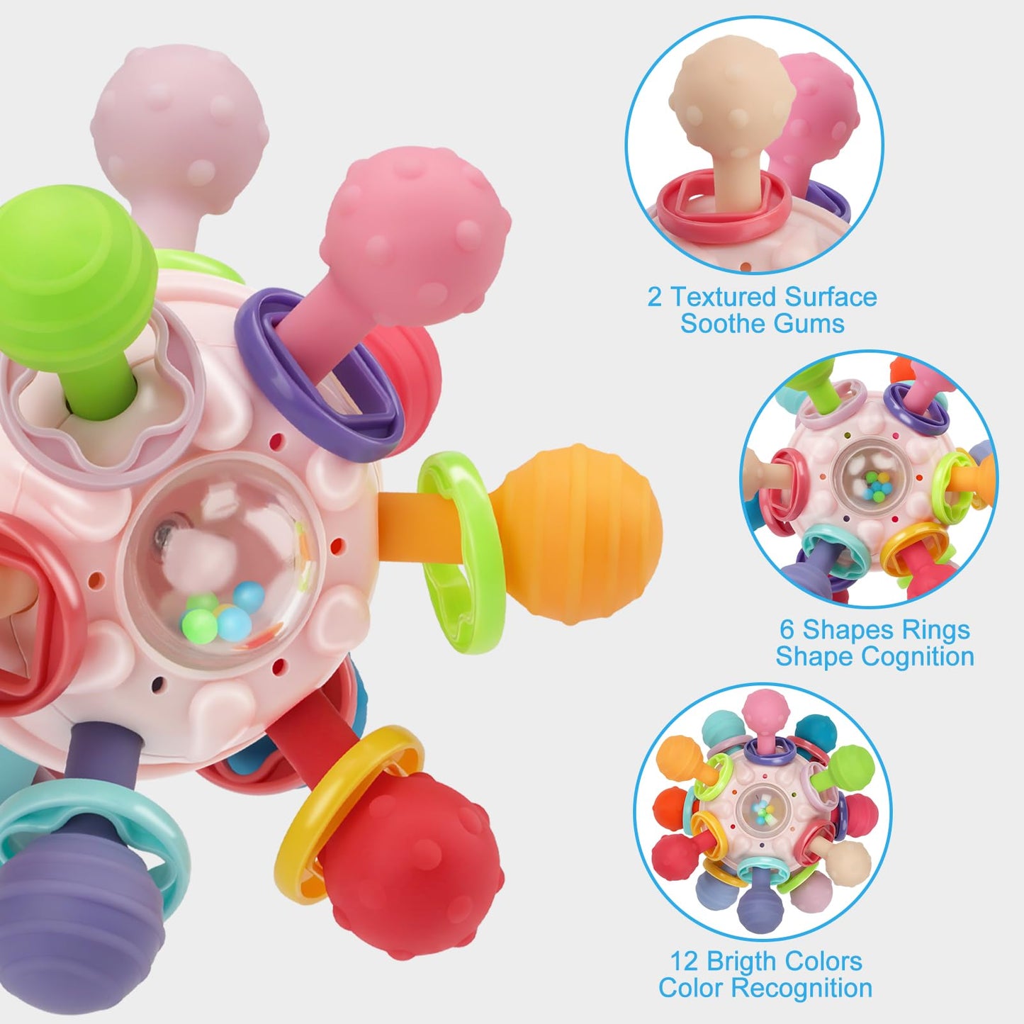 TOHIBEE Baby Montessori Sensory Toys for 0-6 6-12 Months, Baby Teether Teething Toys for Babies 0 3 6 9 12 18 Months, Newborn Infant Learning Developmental Toys Gifts for 1 2 Year Old Boys Girls