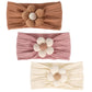MIUXUESO 3 Pcs Baby Flower Headbands Baby Girls Nylon Headband Soft Hairbands Hair Accessories for Newborn Infant Toddler Kids (Yellow,Pink,Brown)