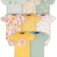 Gerber Baby Girls 8-pack Short Sleeve Onesies Bodysuits Shirt, Golden Floral, 0-3 Months US