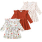 Aura Vane Baby Girl Dress 3-6 Month Girl Clothes Fly Sleeve Bow Brown Dress