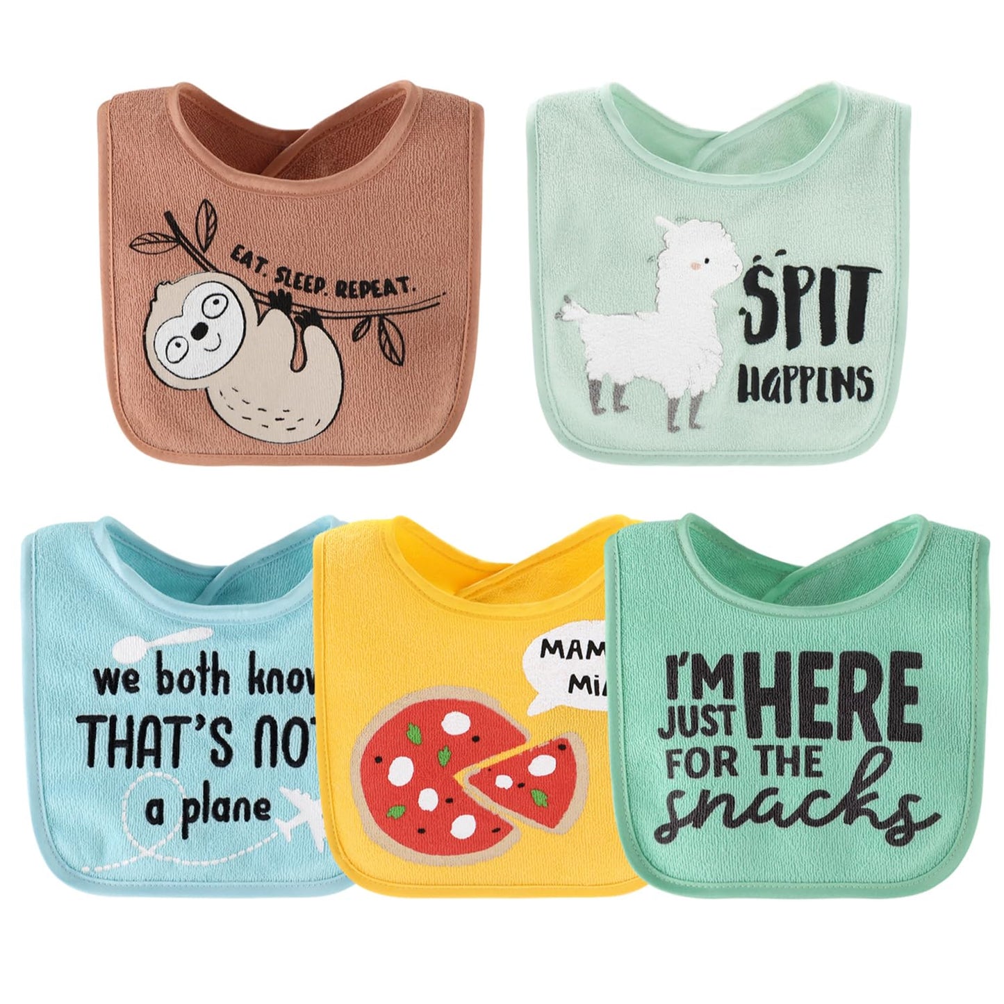 The Peanutshell Baby Boy or Girl Terry Bibs Set of 10-100% Cotton, Soft, Absorbent Baby Bibs, Unisex Toddler Boy or Girl Set, Newborn & Infant - Sunshine
