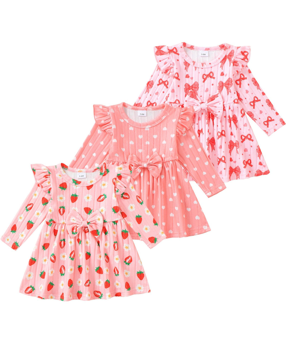 Newborn Infant Baby Girl Pink Dress Outfits 3-6 Month Girl Clothes