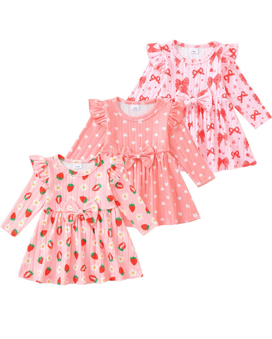 Newborn Infant Baby Girl Pink Dress Outfits 3-6 Month Girl Clothes