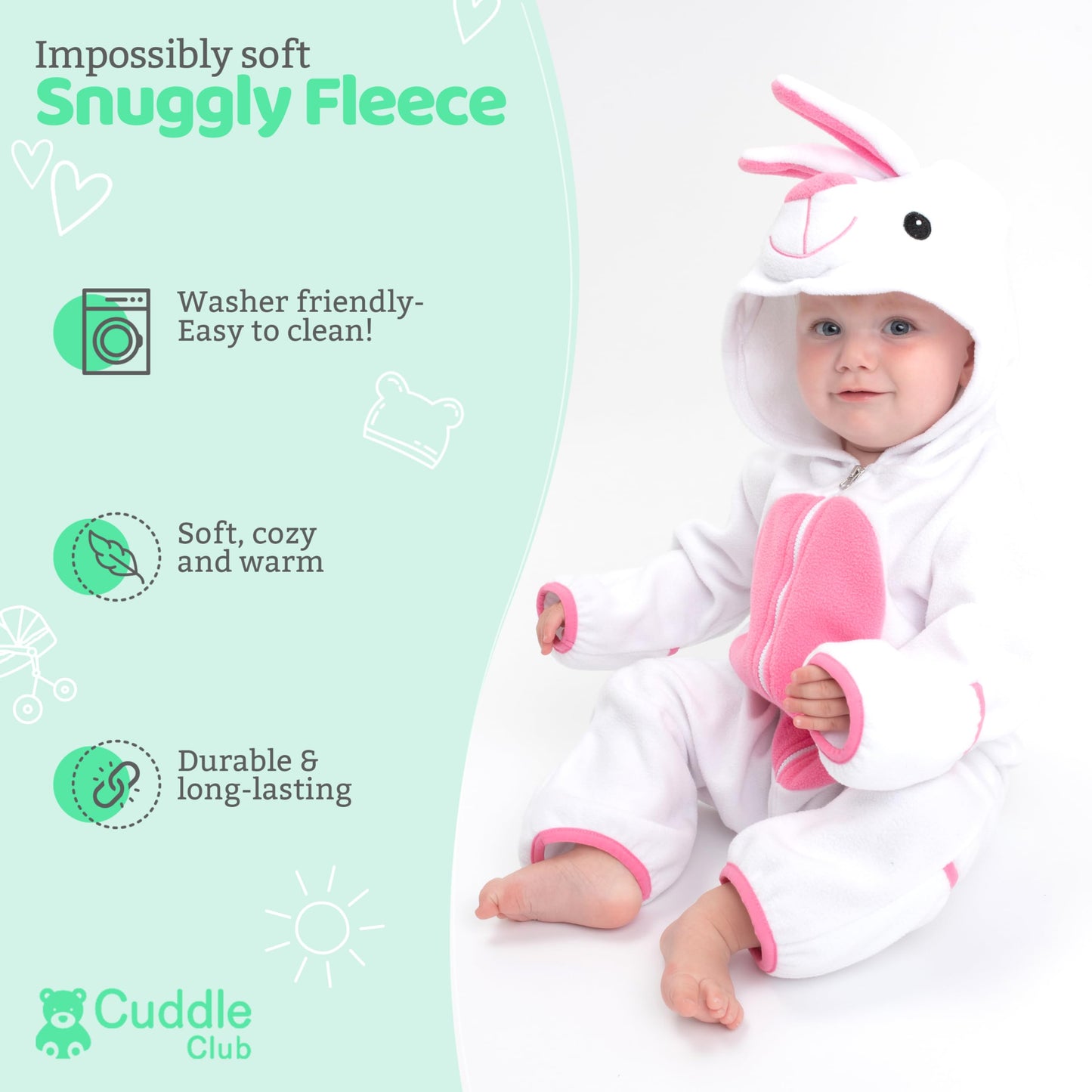Fleece Baby Bunting Bodysuit – Infant One Piece Kids Hooded Romper Outerwear Toddler Jacket