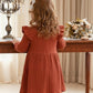 Aura Vane Baby Girl Dress 3-6 Month Girl Clothes Fly Sleeve Bow Brown Dress