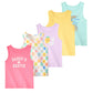 Garanimals Baby & Toddler Girl Icons Tank Tees - Kid's Sleeveless Tank Top - Size 12 Months - Light Blue, Yellow, Purple, White, Pink - 5 Pack