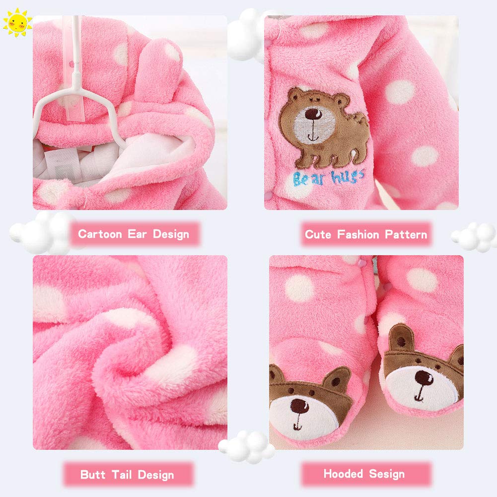 XIFAMNIY Baby Girls Boys Newborn Fleece Jumpsuit Footie Hooded Warm Thicken Snowsuit Outwear for Winter