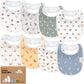 8-Pack Organic Baby Bibs for Boys, Girls - Soft Cotton Drooling and Teething Bibs for Baby Girl & Boy, Extra Absorbent, Easy To Clean & Put On for Toddler, Newborn, Infant 0-24 Months