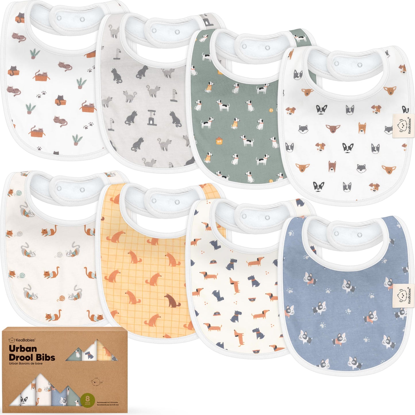8-Pack Organic Baby Bibs for Boys, Girls - Soft Cotton Drooling and Teething Bibs for Baby Girl & Boy, Extra Absorbent, Easy To Clean & Put On for Toddler, Newborn, Infant 0-24 Months