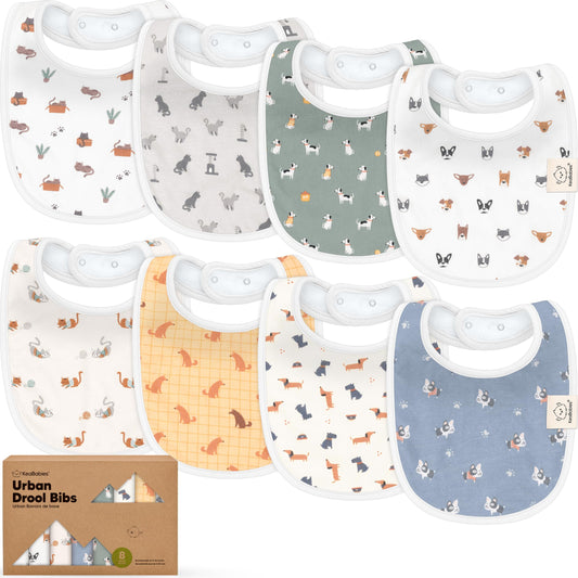 8-Pack Organic Baby Bibs for Boys, Girls - Soft Cotton Drooling and Teething Bibs for Baby Girl & Boy, Extra Absorbent, Easy To Clean & Put On for Toddler, Newborn, Infant 0-24 Months