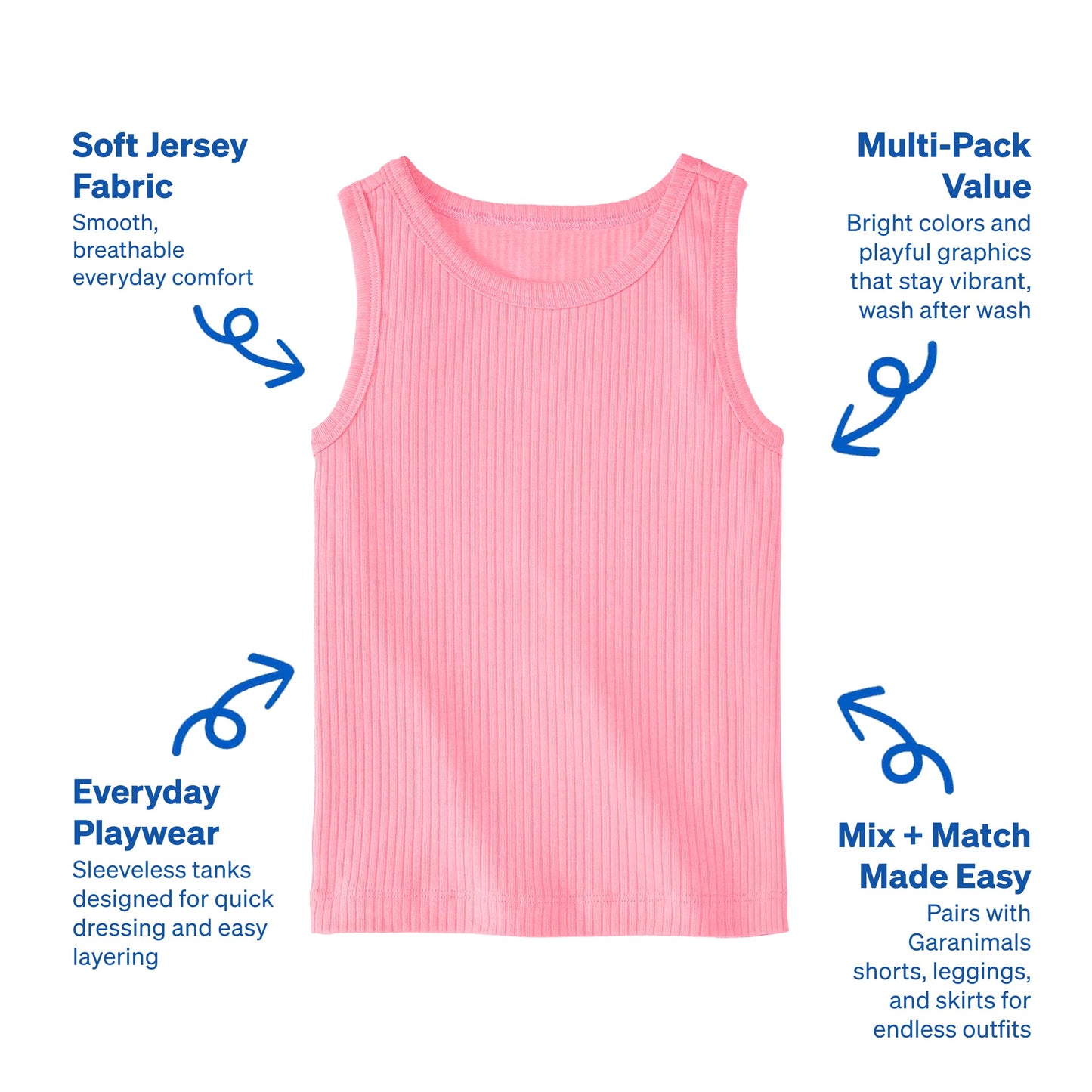 Garanimals Baby & Toddler Girl Solid Tank Tees - Kid's Sleeveless Tank Top - Size 3-6 Months - Black, Light Grey, White, Purple, Pink - 5 Pack