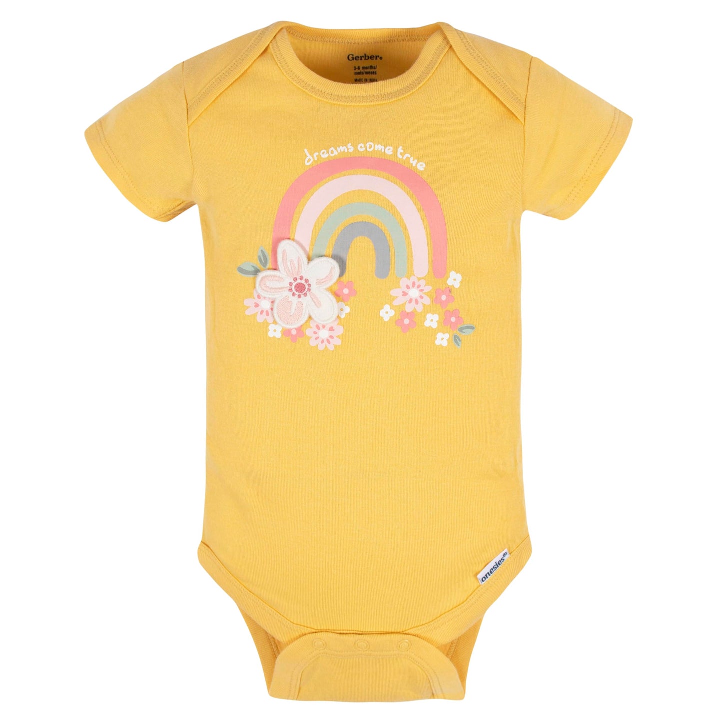 Gerber Baby Girls 8-pack Short Sleeve Onesies Bodysuits Shirt, Golden Floral, 0-3 Months US