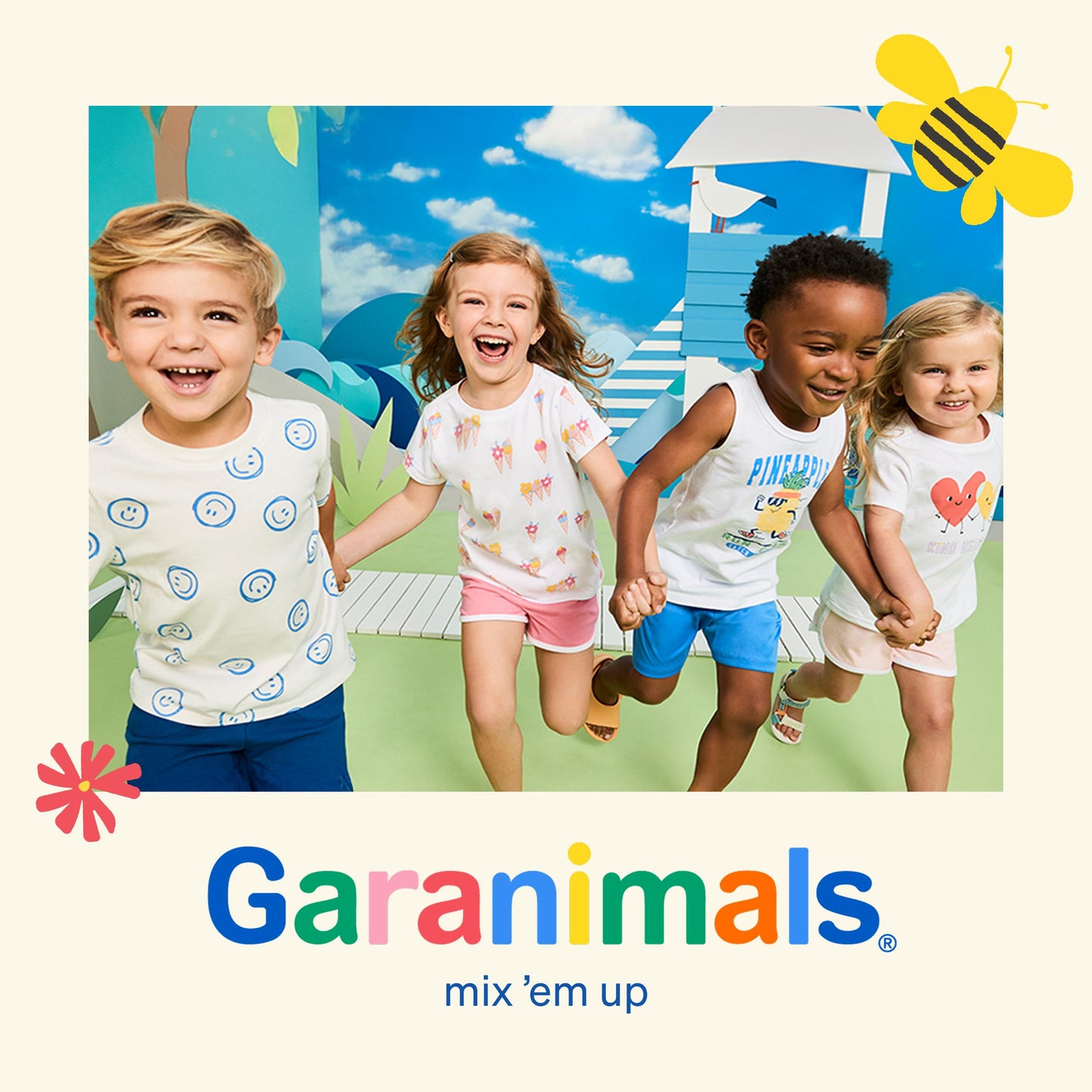 Garanimals Baby & Toddler Girl Fruit Tank Tees - Kid's Sleeveless Tank Top - Size 0-3 Months - Pink, Blue, White, Yellow - 5 Pack
