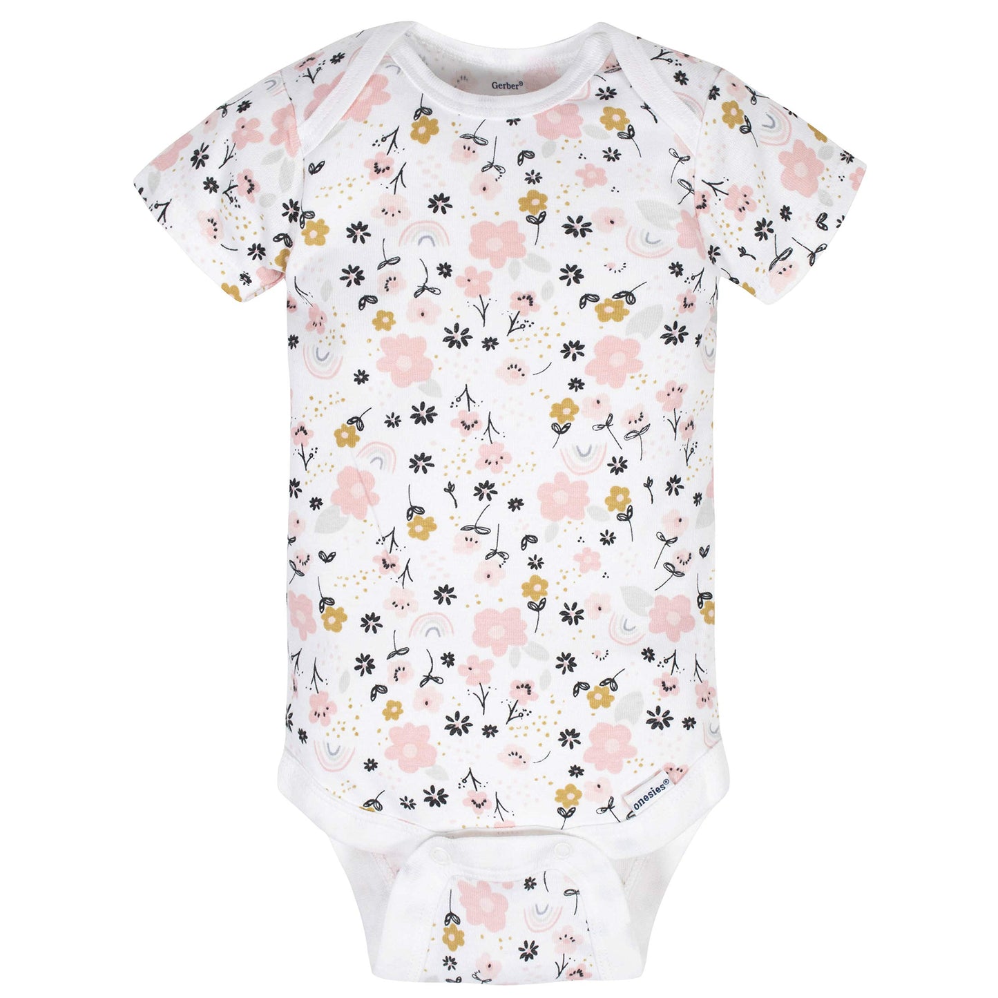 Gerber Baby 8-Pack Short Sleeve Onesies Bodysuits, Bear Pink, 0-3 Months